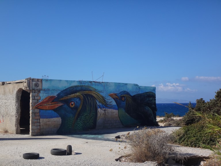 WD mural at Alyko, Naxos, Greece, 2018