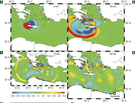 tsunami 365 AD rate of propagation