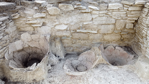 jars excavated at daskalios islet, off keros, mikri kyklades