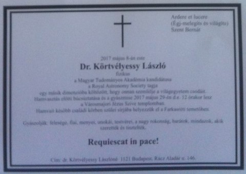 laszlo koertvélyéssy death annoucement