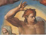Christ of Michelangelo's Last Judgement in the Sistine Chapel (looks like Apollo Belvedere)